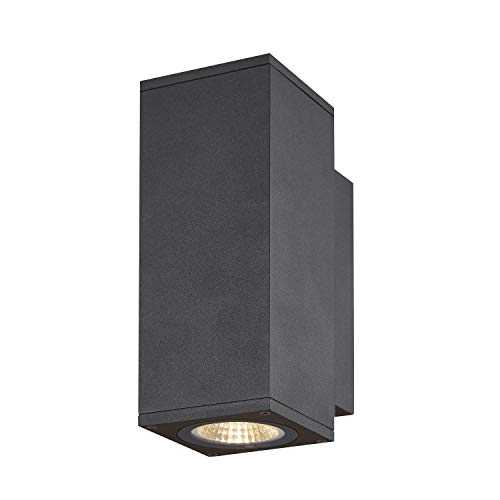 SLV Wall-Mounted Light Enola Square UP/Down S / Lighting for Walls, Paths, entrances, LED spot Outdoor, Garden lamp / IP65 3000/4000K 7W 570 / 925lm Anthracite 30 Degrees, Klein, 1003418