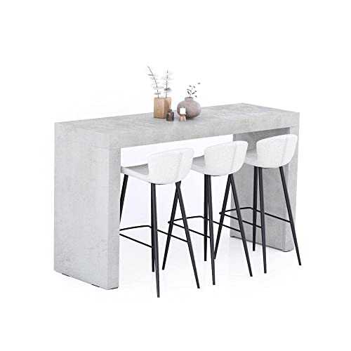 Mobili Fiver, Evolution High Table 180x60, Concrete Effect, Grey, Made In Italy