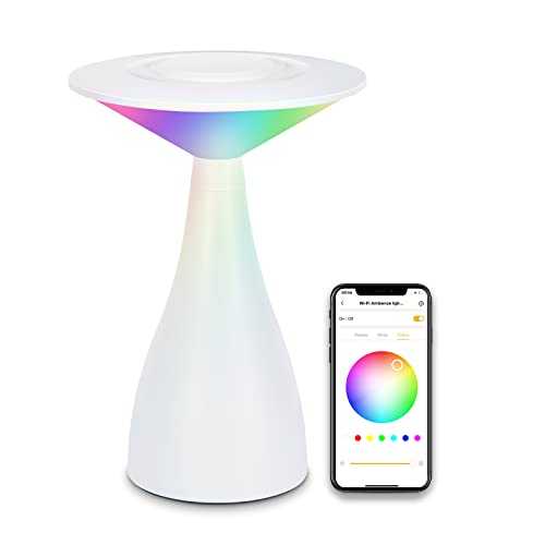 Winees Smart Table Lamp, LED RGB Color Changing Night Light, Wi-Fi Touch Control Dimmable Ambient Light, Compatible with Alexa Google Home, APP Control Bedside Lamp (Smart Table Lamp)