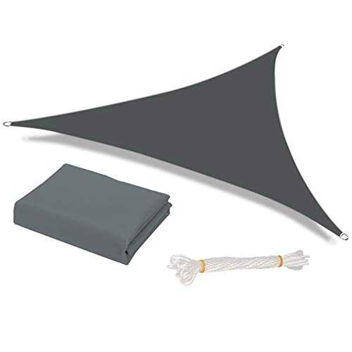 HEYOMART Sun Shade Sail Waterproof Outdoor Garden Patio Party Sunscreen Awning 3x3x3m Triangle Canopy 98% UV Block with Free Rope, Grey