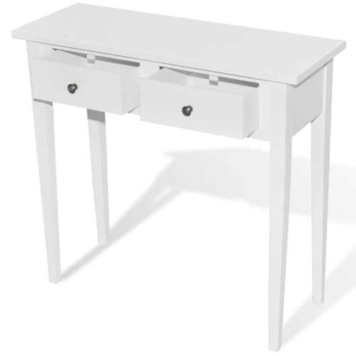 vidaXL Dressing Console Table with 2 Drawers White Makeup Vanity Stand Desk
