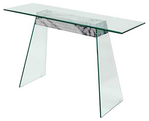 FEBLAND Talladega Glass Console Table, Grey, 120 x 40 x 74.5 cm