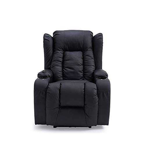 Electric Recliner Chairs in Real Bonded Leather Armchair Wind Back Massage Chair Heated Gaming Adjustable Reclining Chair Single Sofa for Living Room Office Lounge Home