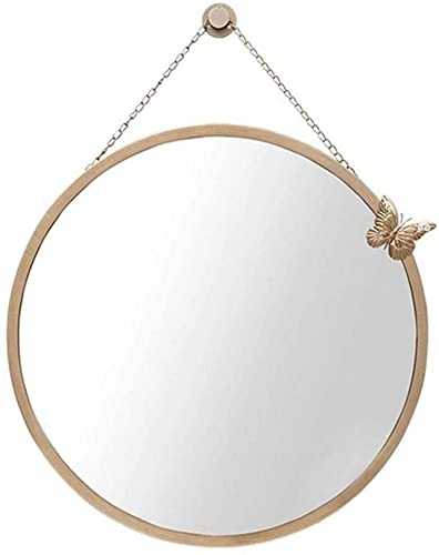 Gold Round Mirror 70 cm Metal Framed Hanging Mirror - Black (Color : Gold Size : 40cm)