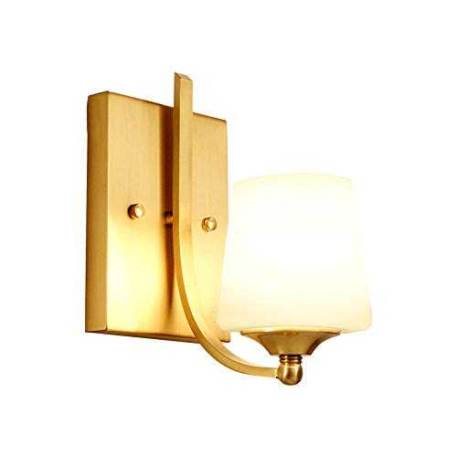 BOBLI Modern Brass Golden Simple Wall Light Fixture Living Room Bedroom Bedside Lamp European Style Atmospheric Aisle Lamp Simple Entrance Hall Lamp Glass Single Head Wall Sconce Wall Lamp