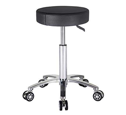 Antlu Massage Stool Chair on Wheels for Beauty Kitchen Salon Home Office, Adjustable High Rolling Swivel Stool (Black)