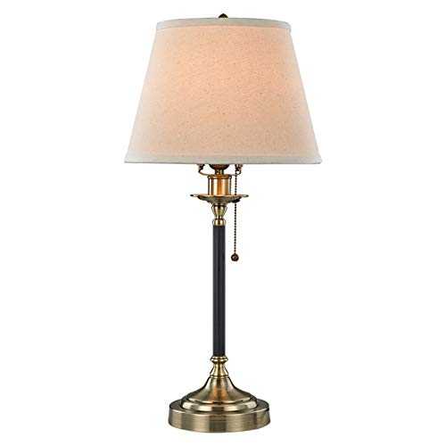 Wlnnes Elegant Antique Table Lamp Vintage Lamp Lamp Push Button Switch E27 Lamp Fabric Shade Retro Desk Lamp Real Antique Brass Antique Brass/Bedside Lamp Living Room Bedroom