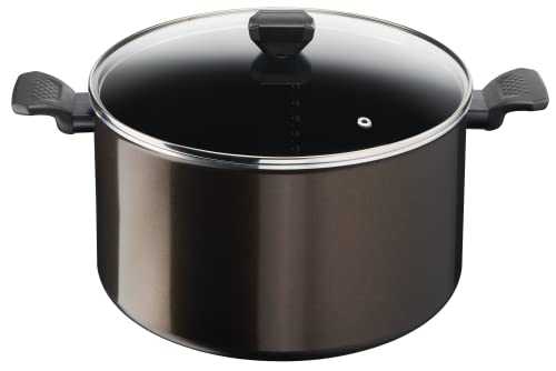 Tefal B5546902 Saucepan 30 cm (12.2 L) + Glass Lid, All Heat Sources Except Induction Non-Stick Coating, Made in France, Easy Cook & Clean