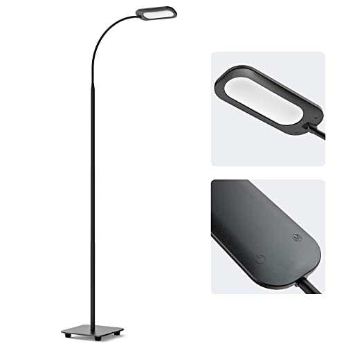 OYU Floor Lamp, Led Floor Lamps for Living Room, 12W 1800LM 2700-6500K Standing Lamp for Reading/ Art/ Makeup, 5 Color Temperature and 4 Brightness, Modern and Simple Design with Adjustable Gooseneck