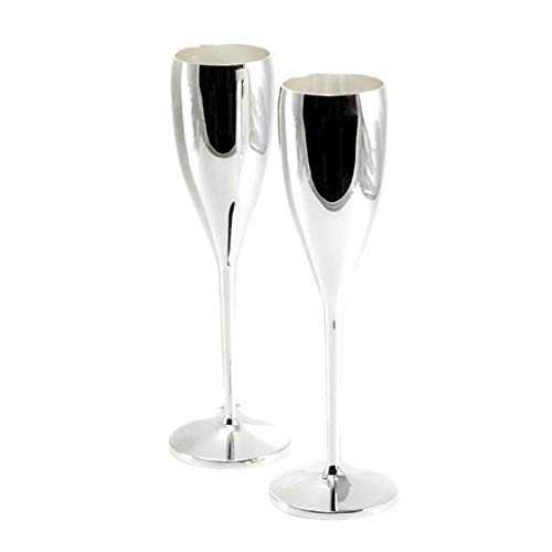 Brillibrum Champagne Glasses Set of 2 Silver Plated Champagne Glasses Champagne Champagne Flute Champagne Glass Goblet Glass Gunmetal Prosecco