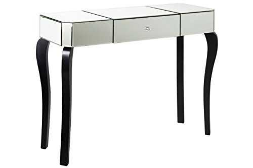 Premier Housewares Narrow Console Table Mirrored Finish Hallway Table Wooden Console Tables For Hallway Slim Telephone Table Silver/ Black 34X100X77
