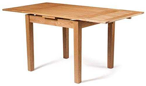 Hallowood Waverly Small Extending Dining Table in Light Oak Finish | Solid Wooden Rectangular Dinner Unit