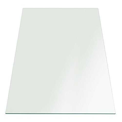 Fab Glass and Mirror 1/4 inch Thick Flat Edge Tempered Eased Corners Rectangle Glass Table Top Modern 24" X 48" clear
