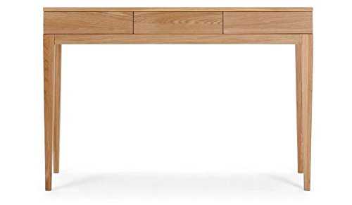 Slim Storage Console Desk in Oak with Clear Lacquer Finish – Perfect Tables For Any Hallway, Living Rooms, Dining Room, Conservatory and Bedroom featuring Three Drawers
