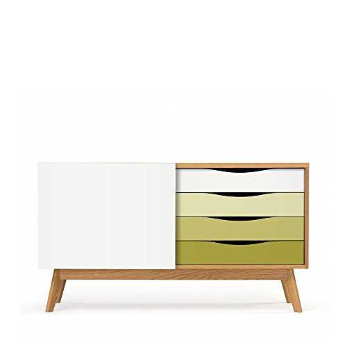 Woodman Sideboard, MFC, MDF, plywood, solid wood, Olive-Green, 128x42x71cm