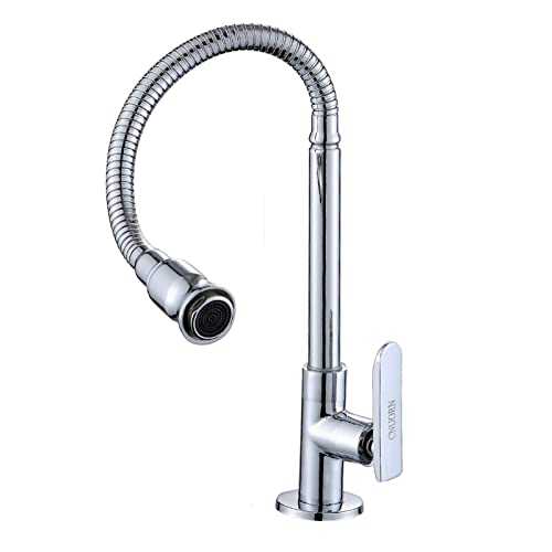Kitchen faucet, 360 degree rotation, cold water tap with a flexible neck, for bars, bathrooms, laundry rooms, garden