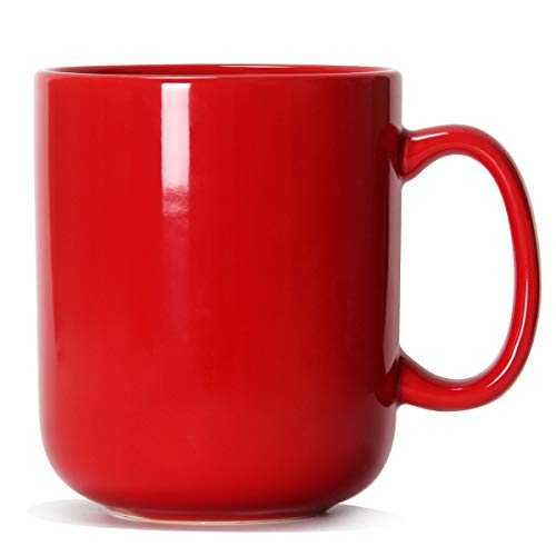 20 OZ Large Coffee Mug, Smilatte M016 Plain Ceramic Boss Big Tea Cup with Handle for Dad Men, Red