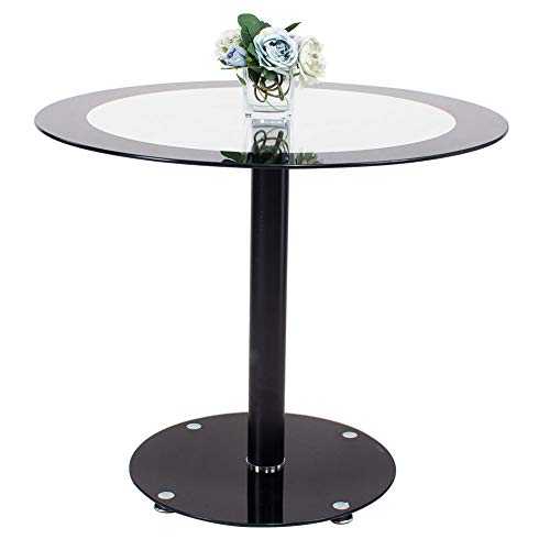 jeffordoutlet Glass Dining Table, Kitchen Round Black Tempered 90 cm Dining Table, Living Room Furniture (Round Glass Table)