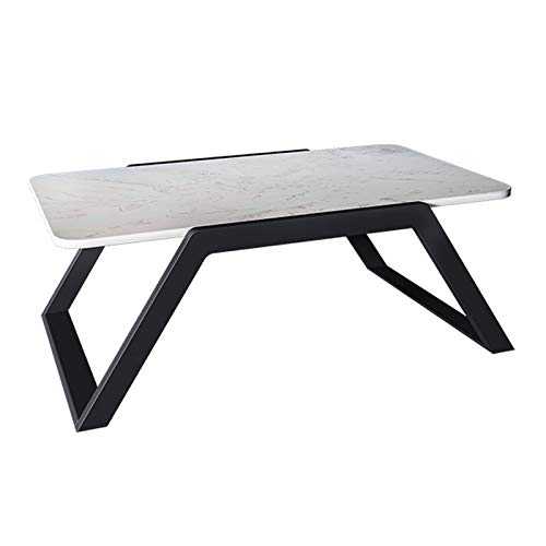 Small Coffee Table Luxury Marble Small Coffee Table Japanese Style Low Table with Metal Legs Square Table Laptop Tray Desk Furniture for Living Room Coffee Table ( Color : Black , Size : L 27.6" )