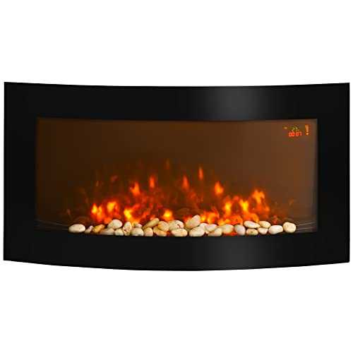HOMCOM LARGE LED CURVED GLASS ELECTRIC WALL MOUNTED FIRE PLACE FIREPLACE 7 COLOUR SIDE LIGHTs SLIMLINE