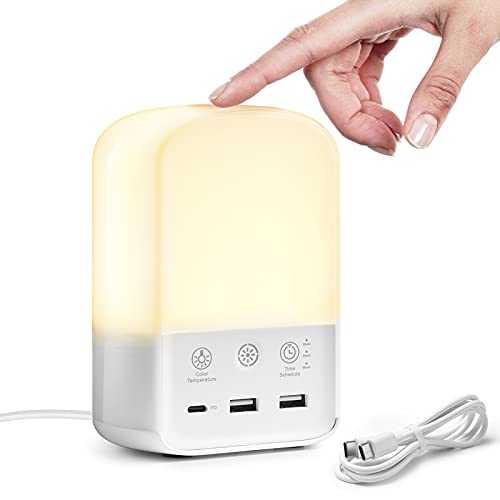 LYRIDZ LED Night Light, Smart Bedside Table Touch Lamp,Dimmable,Color Changing with USB 65W Fast Charging for Phone, Laptop,Men Women Baby Kids,Bedroom,Living Room