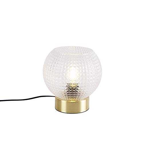 Qazqa - Indoor Art Deco Table Lamp | Table Light Brass - Sphere - Art Deco - Suitable for LED E27 | 1 Light - Glass Table lamp - Suitable for Living Room |