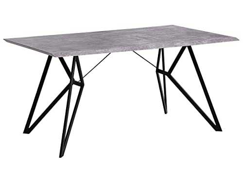 Beliani Industrial Modern Dining Table Concrete Effect MDF Table Top 160 x 90 cm Buscot