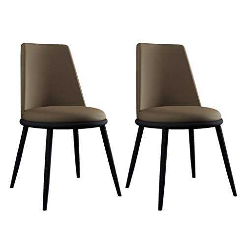 AVOA Dining Chair 2pcs Nordic Backrest PU Leather Chair Simple Makeup Chair Ins Luxury Dining Table Dining Room Chairs Dressing Stool (Color : Brown)
