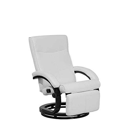 Adjustable Faux Leather Ergonomic Reclining Armchair Wooden Base White PU Might