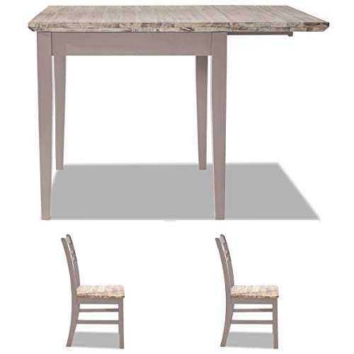 Florence truffle kitchen extending table and 2 wooden chairs set. Solid wood kitchen dining table set.