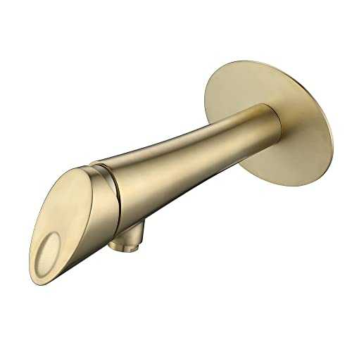 SJQKA-Bathroom Tap Wall Tap,Waterfall Bath Filler Tap with Extra Large Spout 2 Hole Wall Mounted Bath Mixer Tap (Gold)