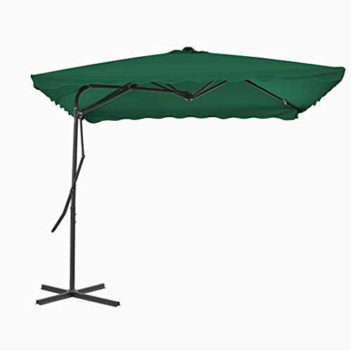 Green Fabric + steel pole and rib Home Garden Outdoor LivingOutdoor Parasol with Steel Pole 250x250 cm Green