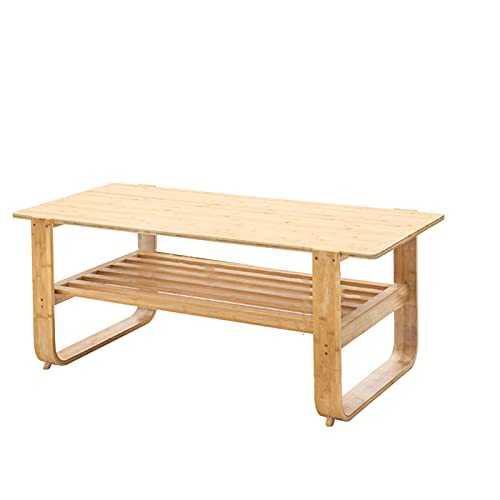 Double Coffee Tables，Natural Bamboo End Table Living Room Center Table Rectangular Solid Wood Long Table Small Space Side Tables for Apartment(Size:100CM)