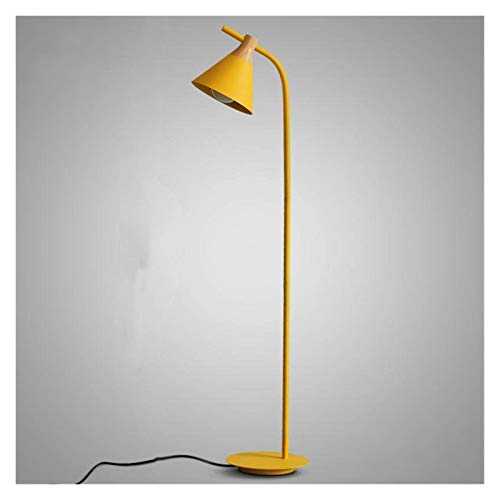 Floor lamp Iron Macaron Floor Lamp Nordic Classic Creative Standing Lamps for Living Room Modern LED Wooden Tall Lamp Floor Lamps (Lampshade Color : Yellow)