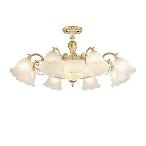 YANQING Durable Ceiling Lights European LED Glass Ceiling Lamp Remote Control 8 Creative Flower Lampshade Field Bedroom Study Living Room Lamp 42 * 90cm Ceiling Lights