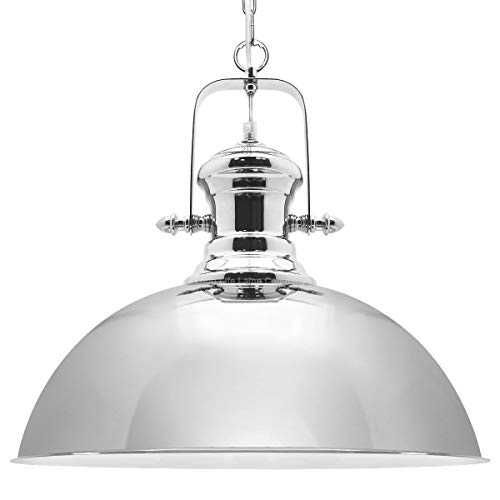 Industrial Retro Polished Chrome Pendant Ceiling Light Vintage Antique Dome Hanging Lamp Shade M0123F
