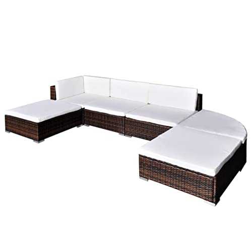 vidaXL Outdoor Lounge Set 16 Piece Poly Rattan Brown Garden Furniture Seat