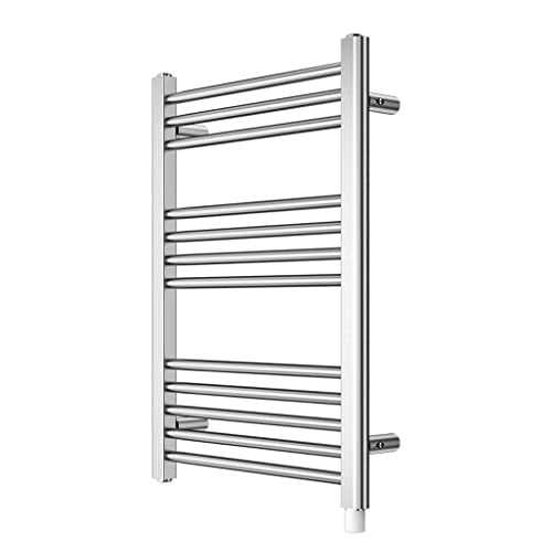 Low-carbon Steel Heated Towel Rail, Wall Mounted Flat Panel Radiator for Bathroom Electric Towel Warmer IP24 Waterproof Anthracite Thermostatic,Silver