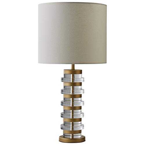 Rivet Modern Brass-Trimmed Table Lamp with Bulb, 26"H, Clear