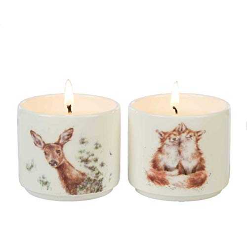 WAX LYRICAL Wrendale Woodland Set of 2 Mini Ceramic Fragranced Candles, Up to 13 Hours Burn time