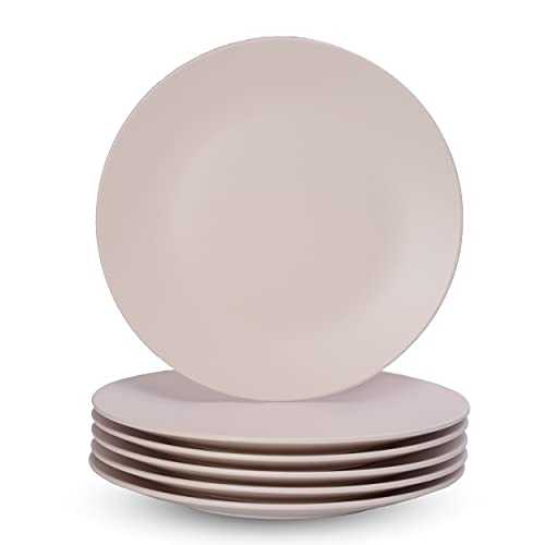 Bascuda Dinner Plate Set of 6 - Porcelain Dinnerware Tableware - 26 cm Pasta Plate, Side, Salad Plate - Matte White Plates 26 cm, 9.8 inches