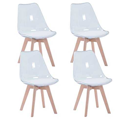 BenyLed Set of 4 Patchwork Dining Chairs Modern Side Chair with Upholstered Seat and Wood Legs Ideal for Dining Room, Living Room, Bedroom, etc. (Red)