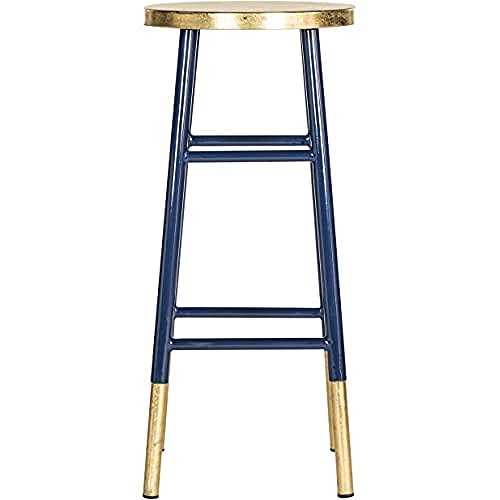 Safavieh Emery Dipped Gold Leaf Barstool, Metal, Navy/Gold