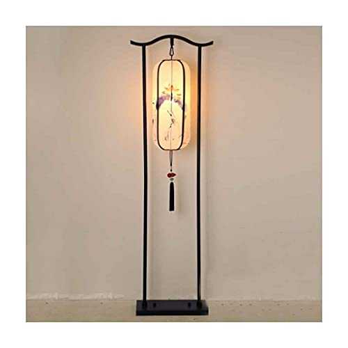 Floor Lamp Standing Light Vertical Lamps Lights Chinese Style Floor Lamp for Bedroom Stand Up Retro Reading Lamps for Living Room Lighting with Fabricl Shade 61 Inch Standing Lamp Floor Lamps Indoor