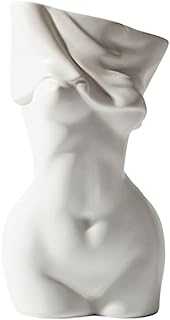 Mila Moya Nude Ceramic Flower Vase | 7.5in x 4in - White | Modern Naked Lady Female Woman Body Shape Vase for Home Decor