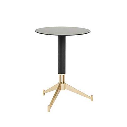zlw-shop Sofa Table for Living Room Simple Nordic Side Table Wrought Iron Coffee Table Round Black Glass Tabletop Metal Bracket Creative Modern Industrial Style Design End Table (Color : B)