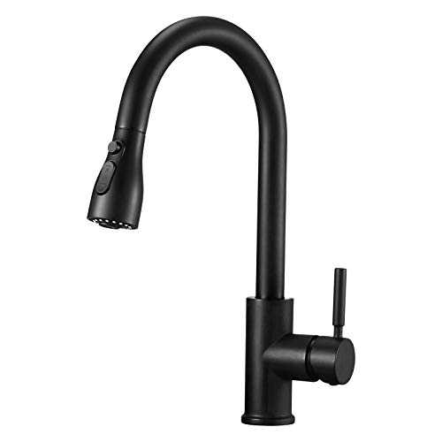 Kitchen Taps with Pull Out Spray Single Lever Black Pull Out Kitchen Mixer Tap 360 Swivel Spout Matte Black Pull Down Kitchen Sink Tap Mixer with Pull Out Hose 3 Way