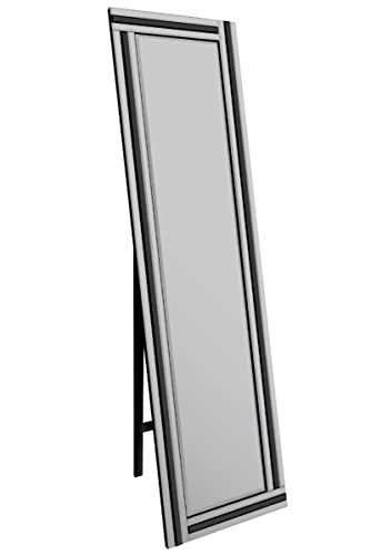 New Triple Bevel Large Venetian Cheval Free Standing Black and Mirror 5Ft X 1Ft3 (150 X 40cm)
