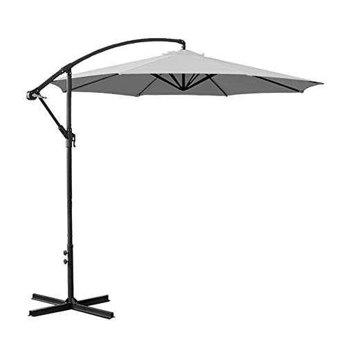Greenbay 3M Banana Parasol Garden Cantilever Hanging Umbrella with Crank Mechanism for Outdoor, Garden and Patio Grey