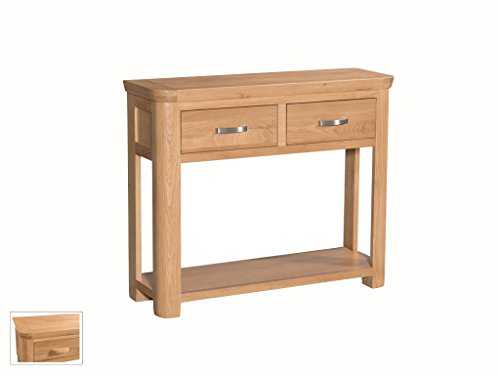 Bevel Natural Solid Oak Large Console Table - Large Hall Table with 2 Drawers - Finish : Light Oak - Living Room - Hallway - Dining Room Furniture